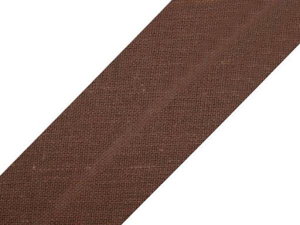 Schrägband Baumwolle Breite 20 mm gefalzt - Schokobraun